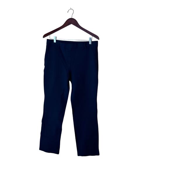 Quince Structured Legging Dress Pant Navy Blue Large Petite Rayon Stretch - Picture 1 of 7